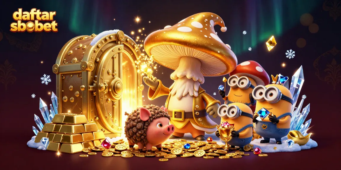 Experience daftar sbobet with golden treasures and magical elements in a vibrant casino-themed scene.