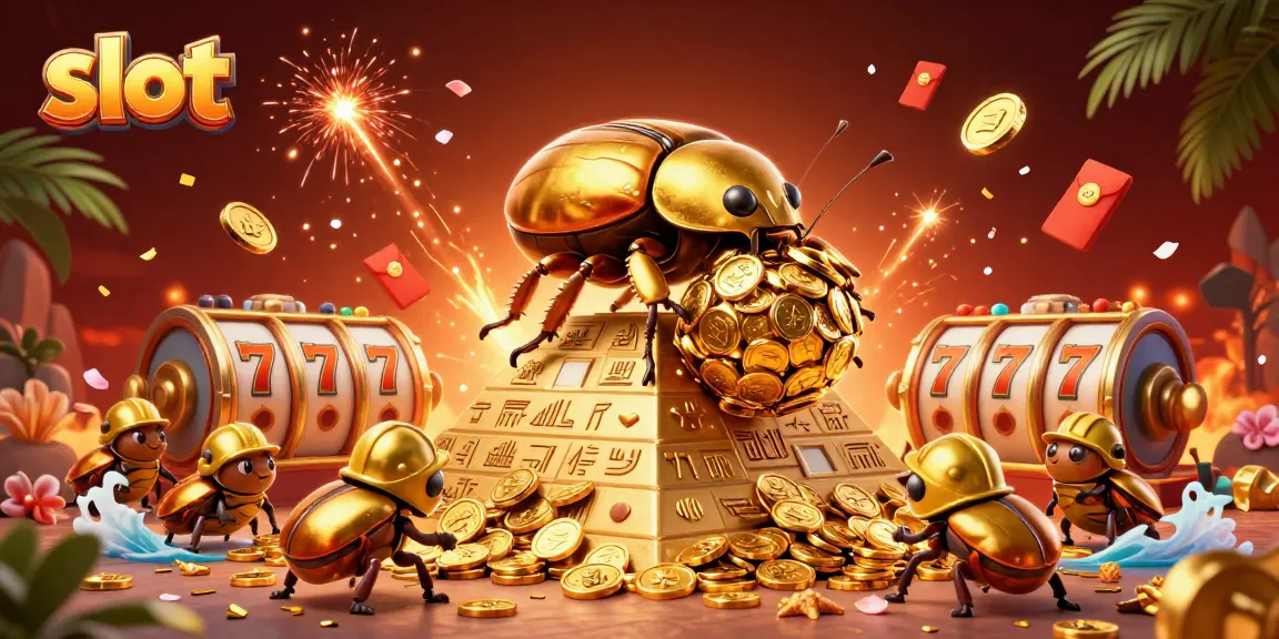 Engaging slot scene featuring a golden dung beetle and slot reels inspiring enjoyment.