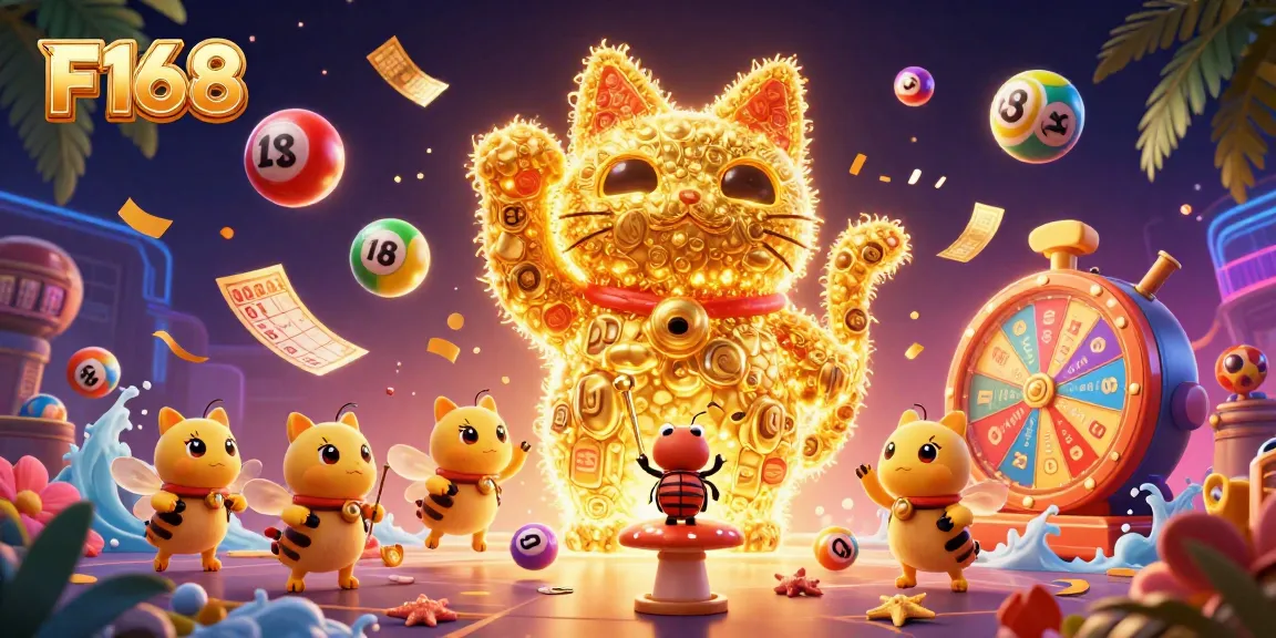 Experience thrilling gaming at F168 with a dynamic scene of luck and excitement!