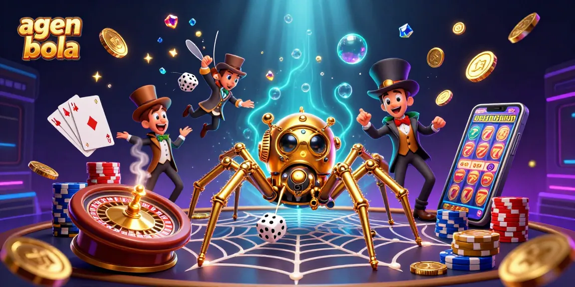 Engage with agen judi bola in a vibrant 3D scene of casino activity and betting excitement.
