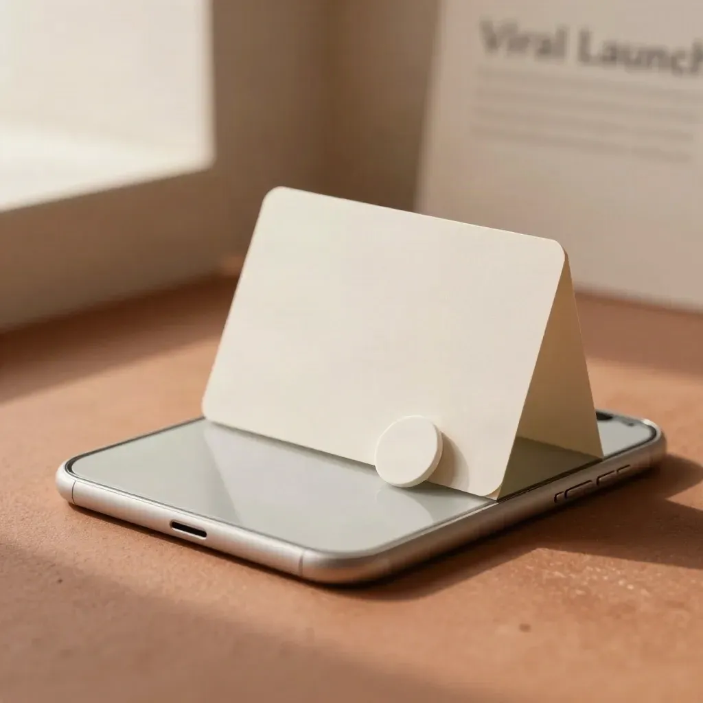 Macro product scene of a mobile waitlist kit with stand and token disc.