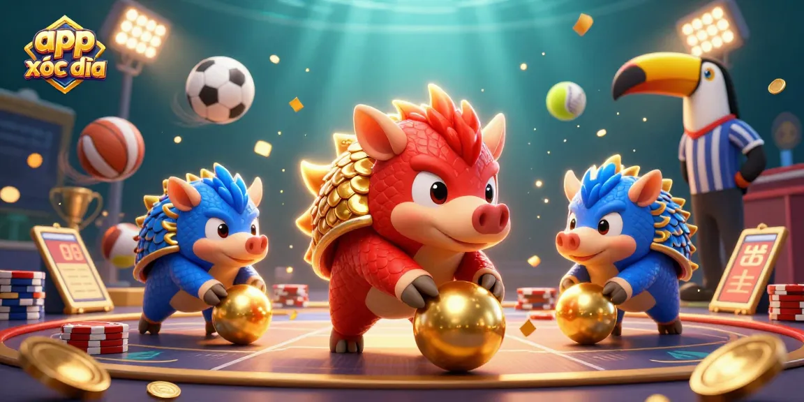 Experience app xóc đĩa with dynamic pangolins and vibrant casino elements in a rich 3D scene.