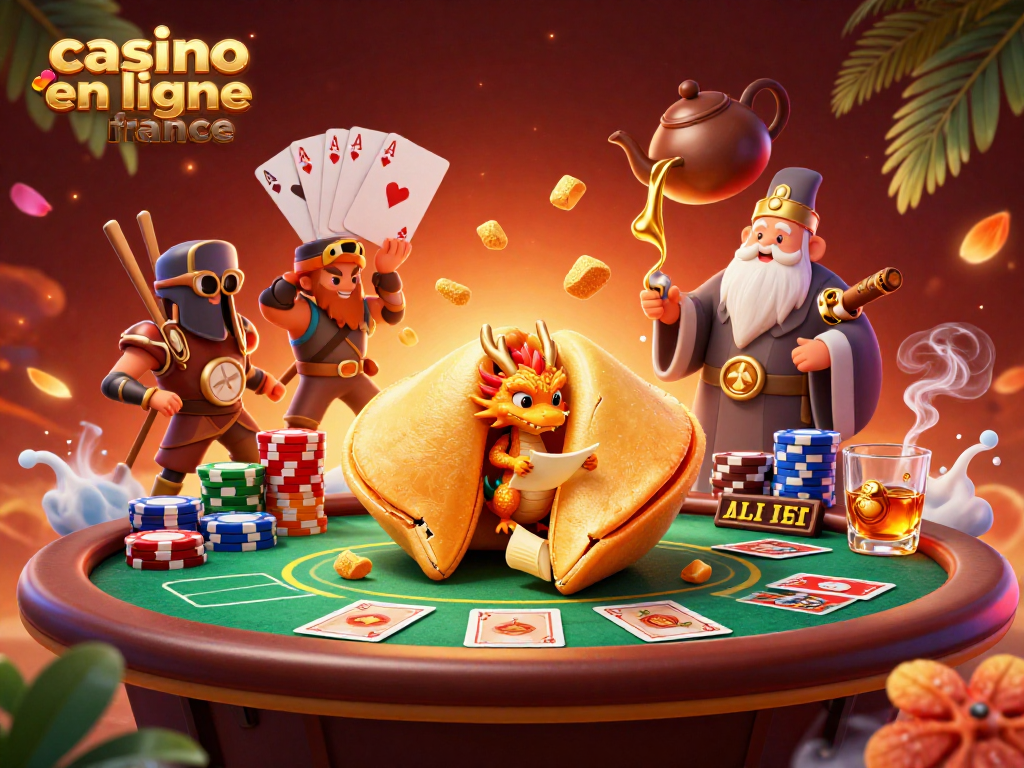 Jouez au casino en ligne France avec des personnages magiques autour d'une table de poker animée.