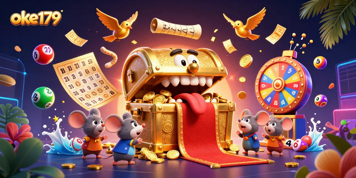 Bet on winnings with OKE179 as golden tickets scatter in a vibrant online gambling scene.